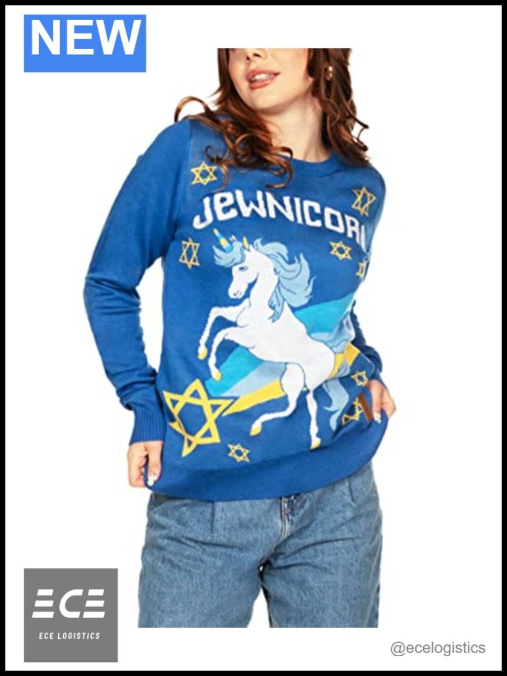 Hanukkah Ugly Christmas Pullover Sweater Short Sleeve Crew Neck Women's Holiday